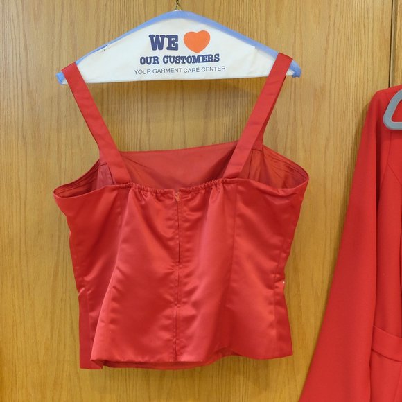 Zahara, Red Ankle Length Long Skirt Dress Suit with Rhinestone Cami - Picture 7 of 12